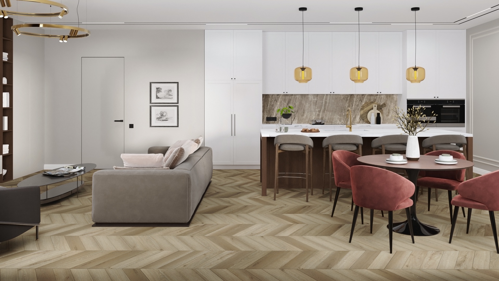 SPC ламинат DAMY FLOOR Коллекция CHEVRON Дизайн DF05-Ch Сен-Жермен (600х127х5 мм)