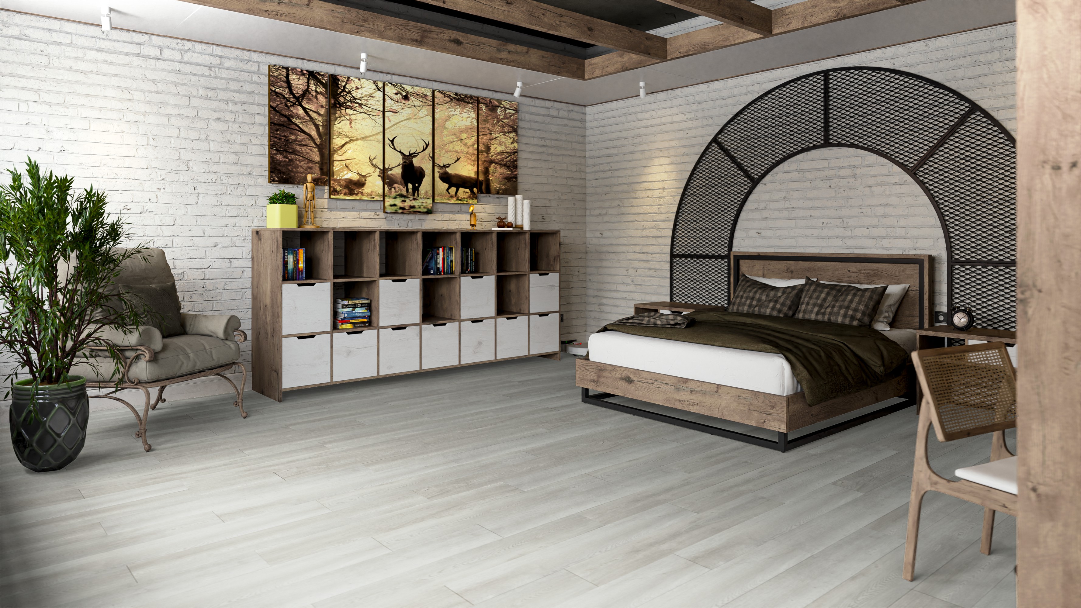 SPC ламинат DAMY FLOOR Коллекция Family Дизайн TCM304-3 Дуб Зимний (1220х180х4 мм)