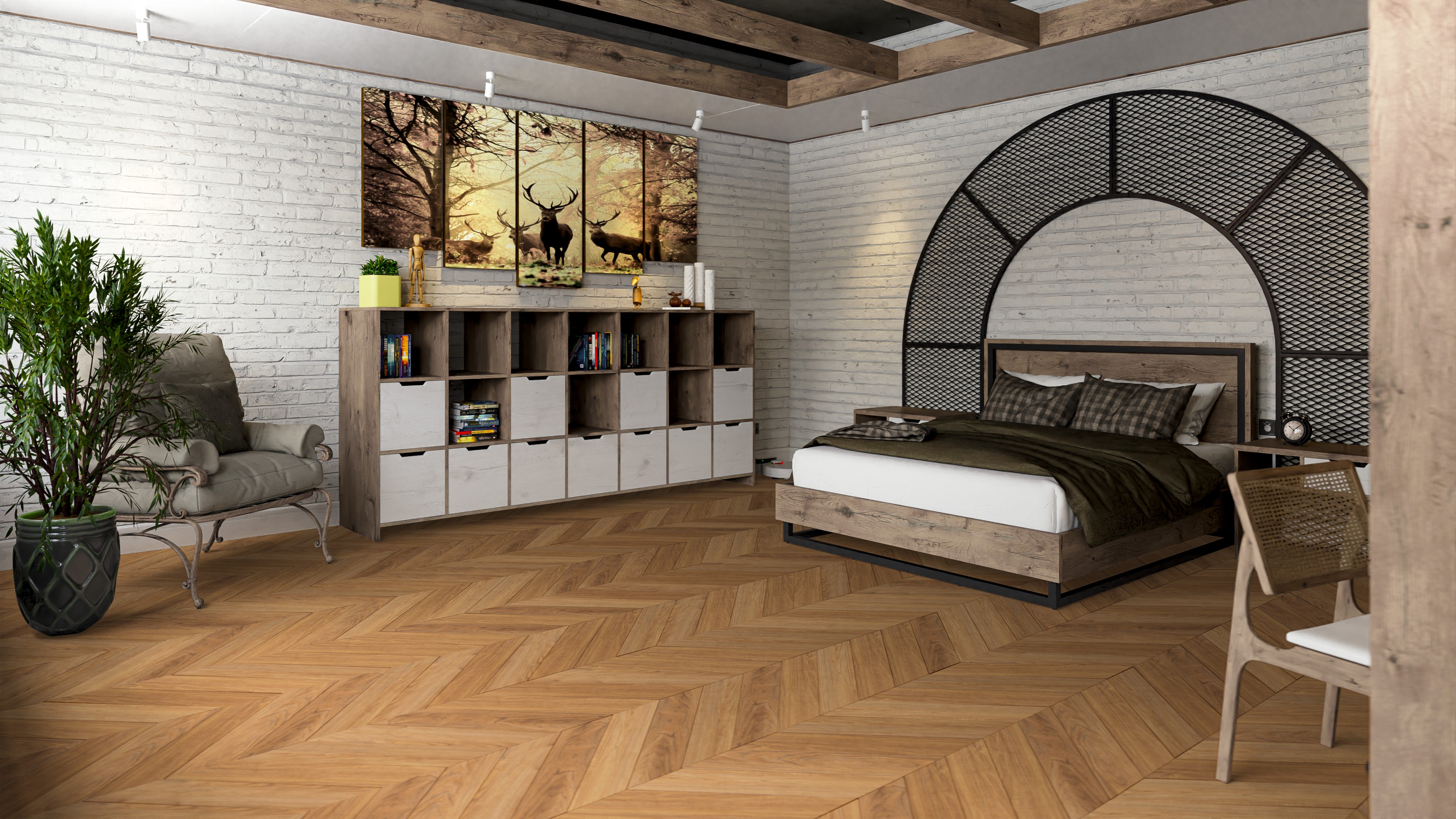 SPC ламинат DAMY FLOOR Коллекция CHEVRON Дизайн DF09-Ch Монсоро (600х127х5 мм)
