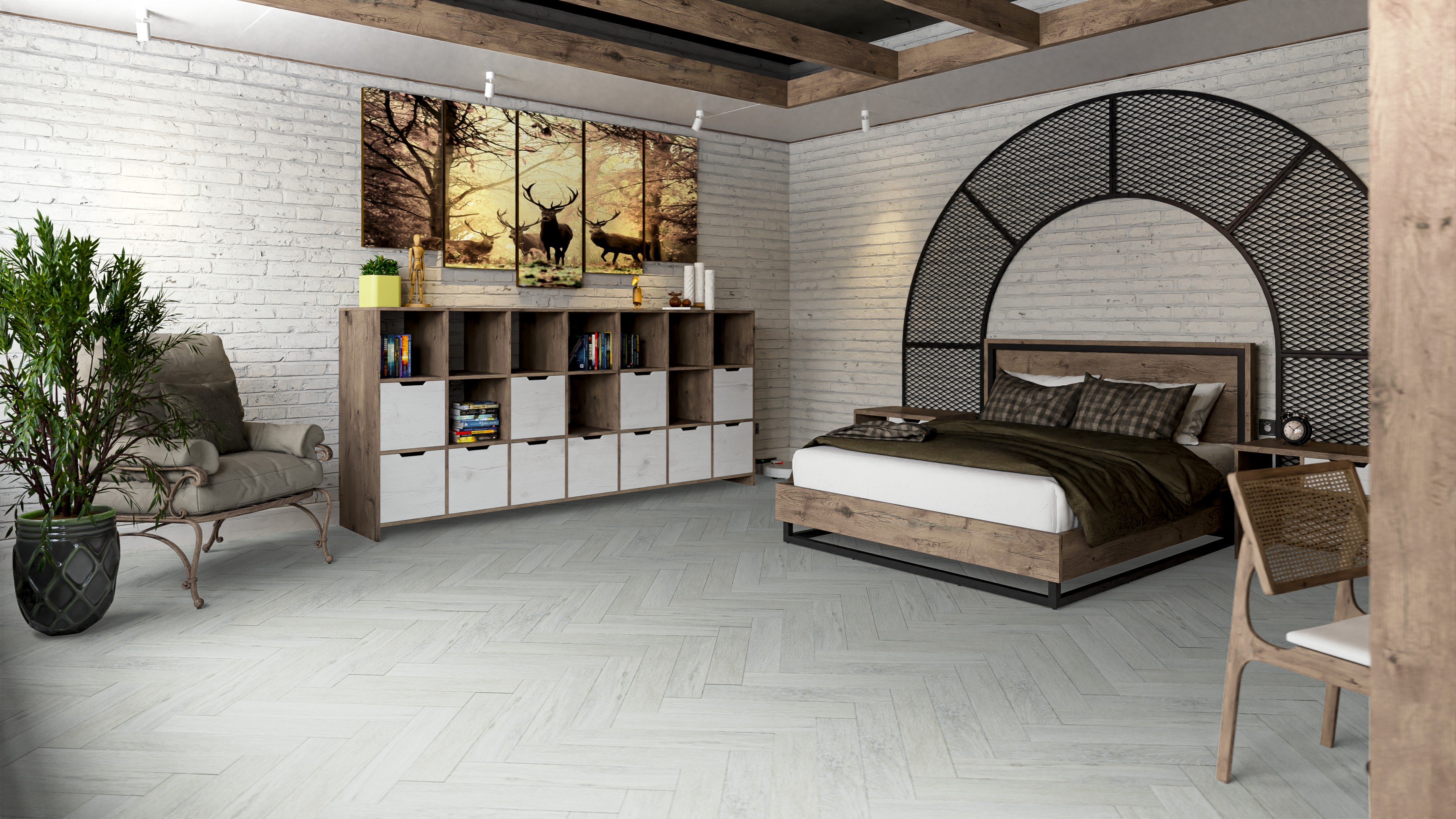 Кварц-виниловая плитка DAMY FLOOR Коллекция LONDON LVT Дизайн 191023EL-05-LVT Кардифф (590×118х2,5мм)