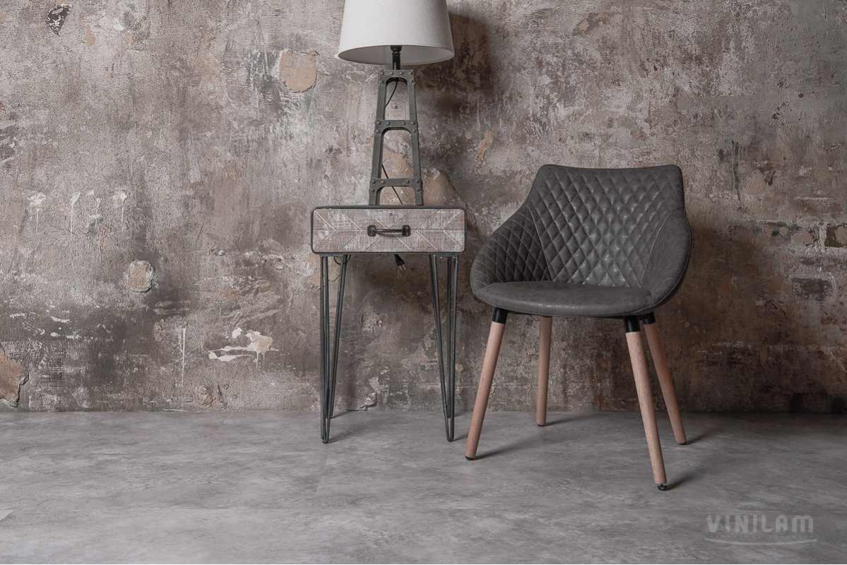 Кварц-виниловая плитка VINILAM (ВИНИЛАМ) Коллекция CERAMO STONE XXL GLUE Дизайн 61606 Бетон (950*480*2.5 мм)
