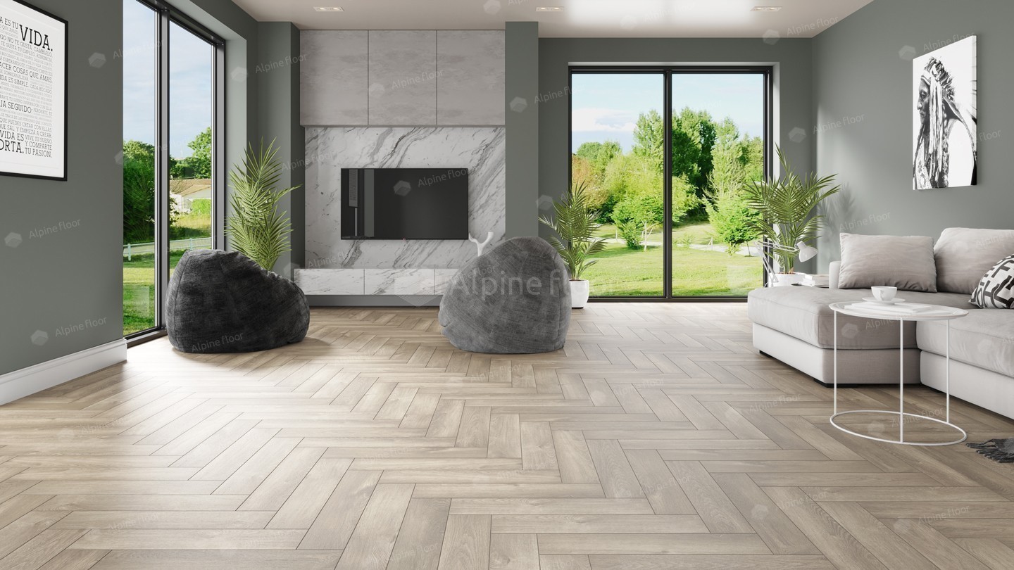 Кварц-виниловая плитка Alpine Floor Коллекция Parquet LVT Дизайн ECO 16-5 Дуб Натуральный Отбеленный (590×118х2,5мм)