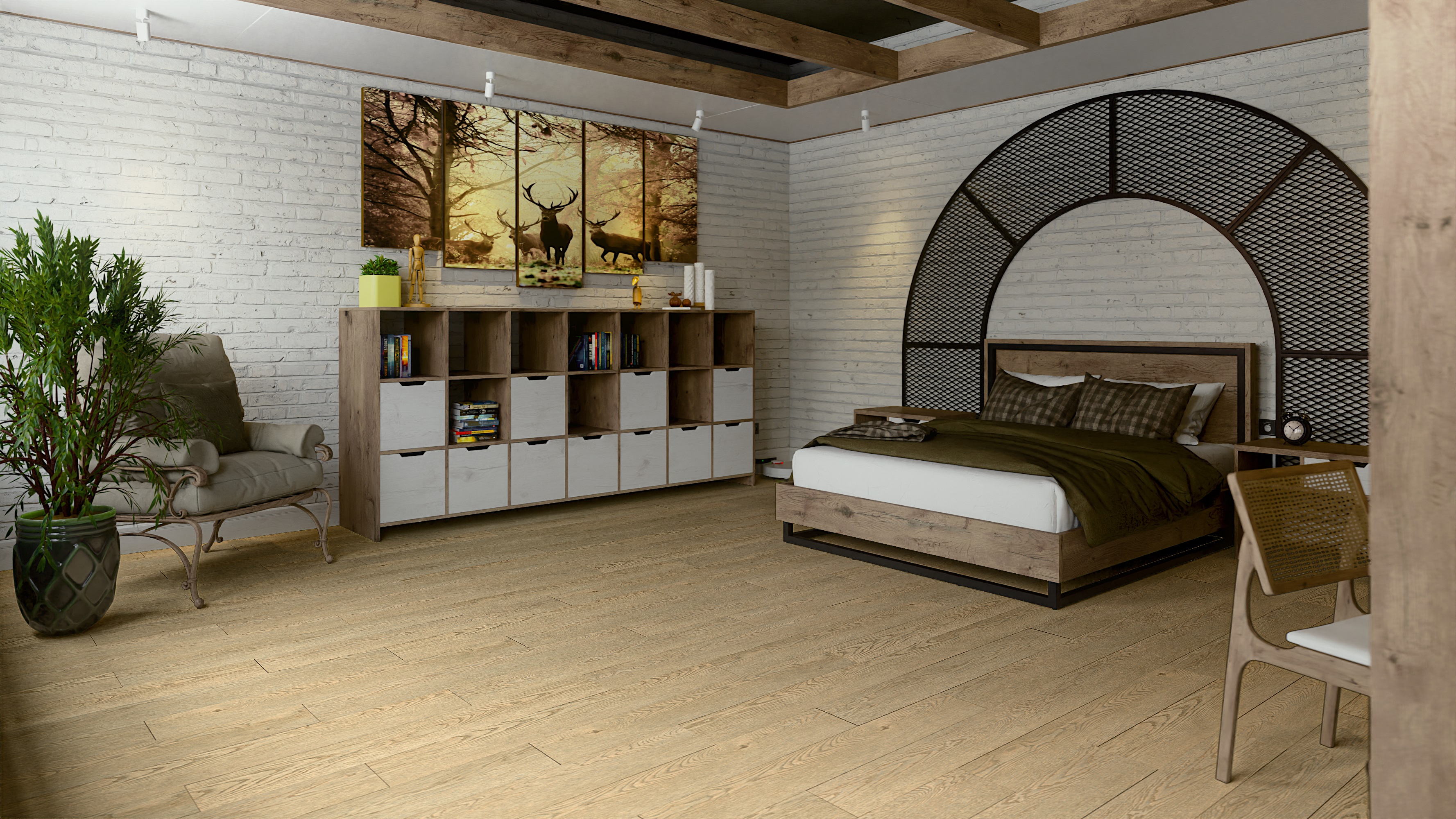 SPC ламинат DAMY FLOOR Коллекция Family Дизайн 0030-2 Дуб Латте (1220х180х4 мм)