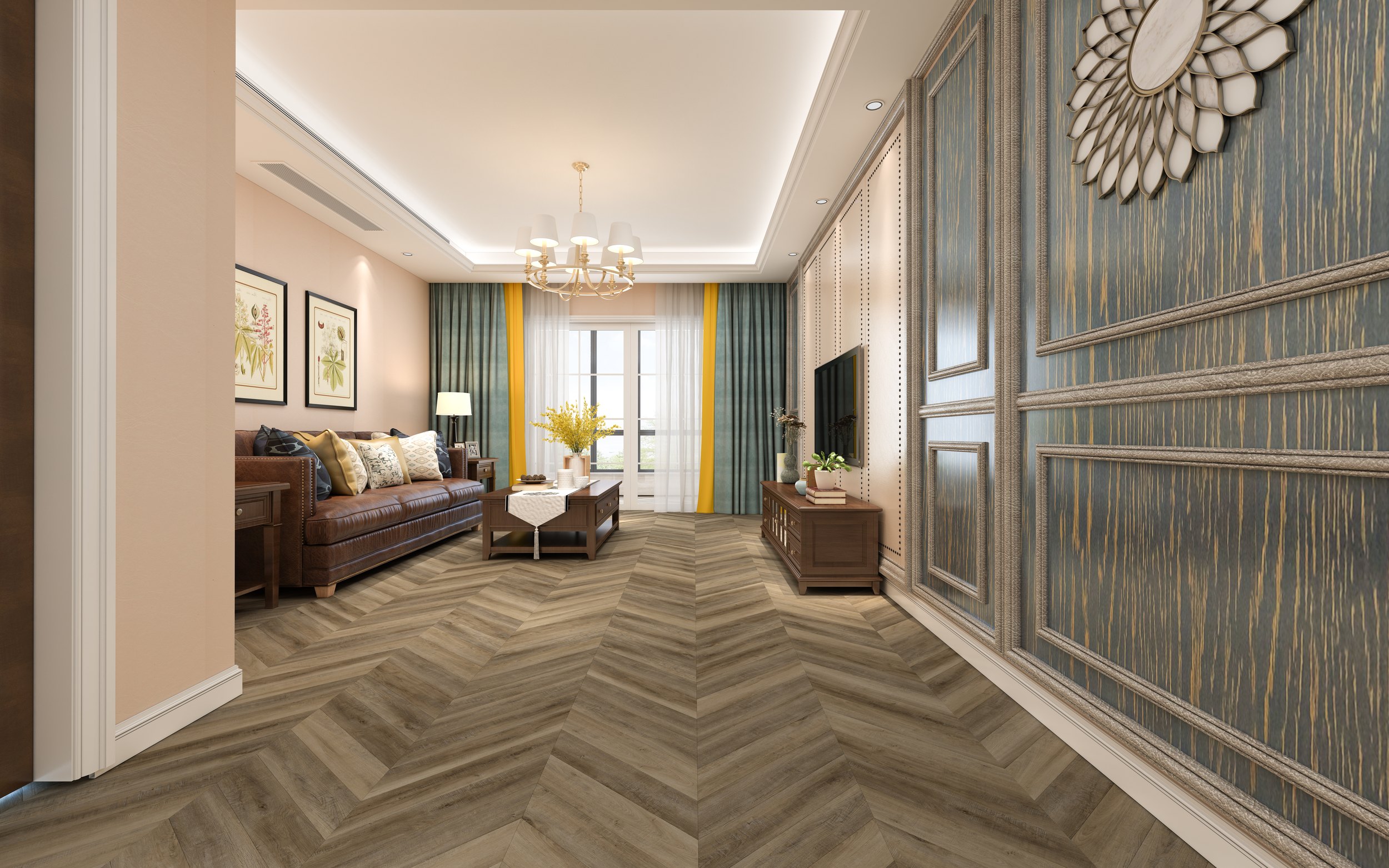 SPC ламинат DAMY FLOOR Коллекция CHEVRON Дизайн DF06-Ch Амбуаз (600х127х5 мм)
