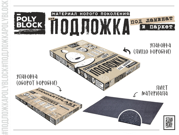 Подложка под ламинат и паркет PolyBlock 3 мм листовая (10.5 м2)
