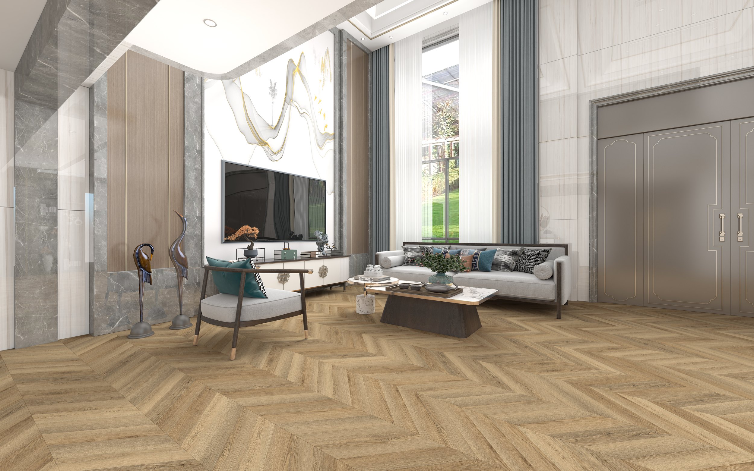 SPC ламинат DAMY FLOOR Коллекция CHEVRON Дизайн DF10-Ch Сен-Клу (600х127х5 мм)