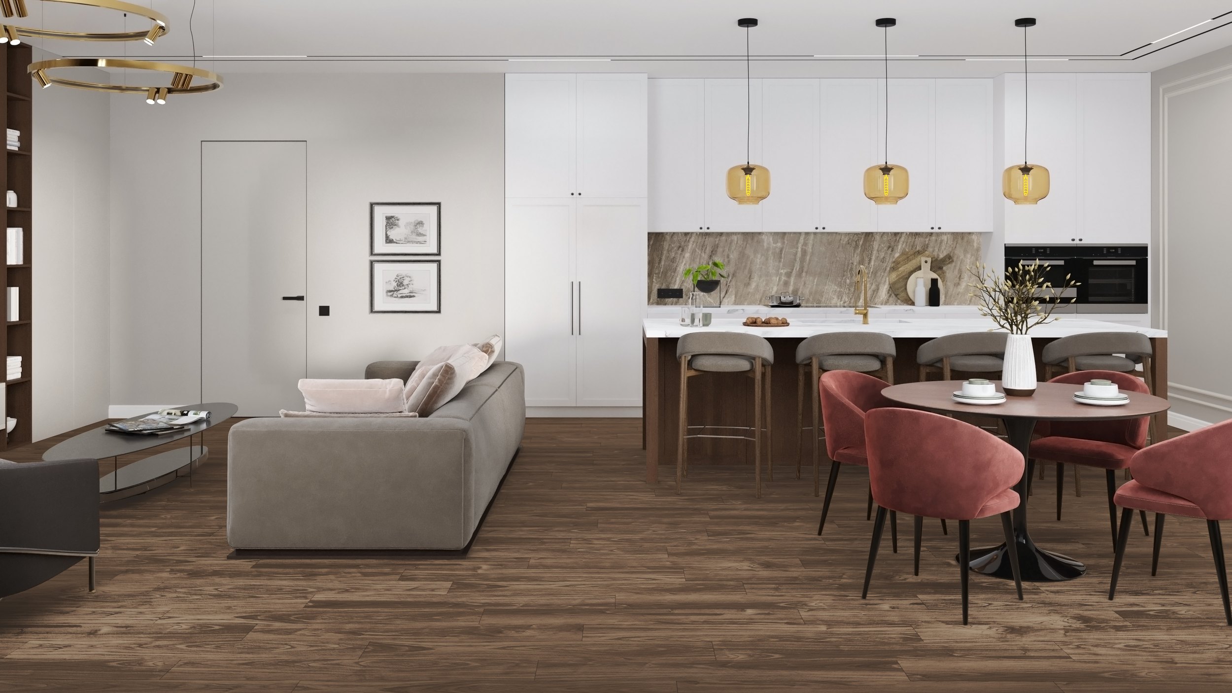 SPC ламинат DAMY FLOOR Коллекция Family Дизайн 0036-3 Орех Американский (1220х180х4 мм)