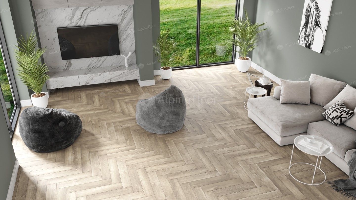 Кварц-виниловая плитка Alpine Floor Коллекция Parquet LVT Дизайн ECO 16-5 Дуб Натуральный Отбеленный (590×118х2,5мм)