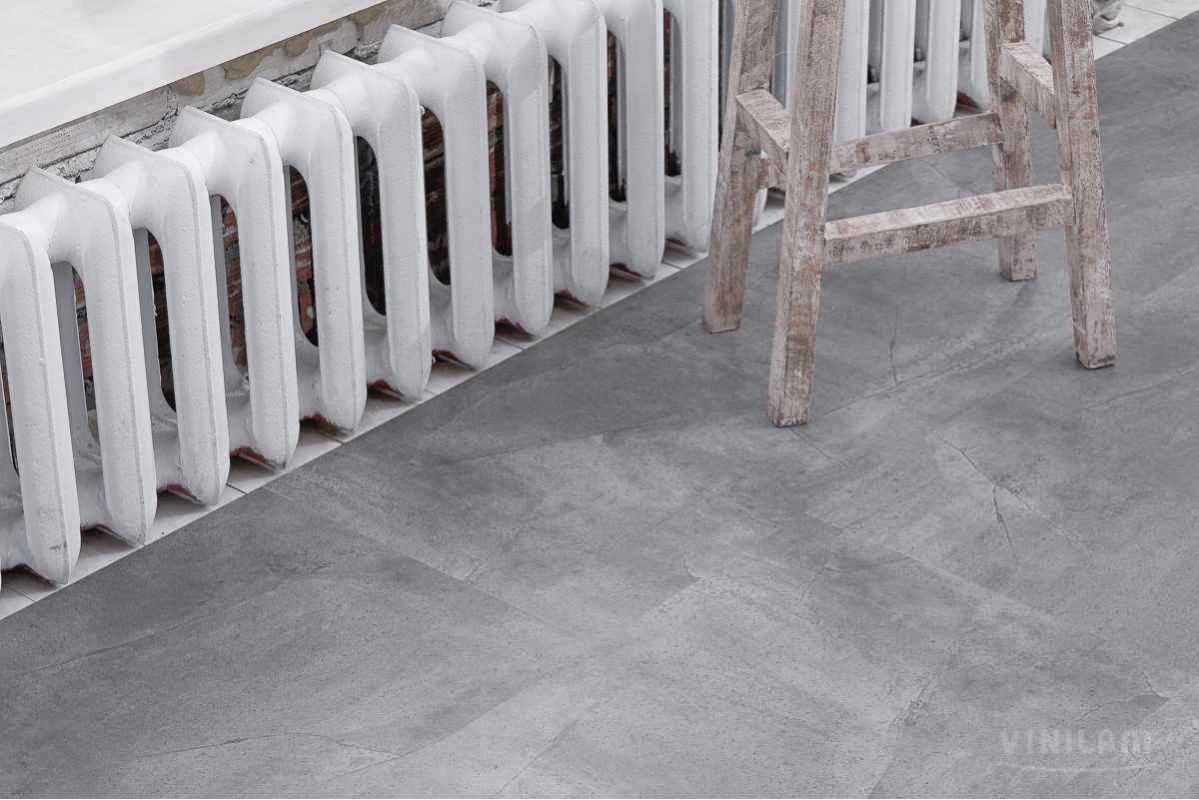 Кварц-виниловая плитка VINILAM (ВИНИЛАМ) Коллекция CERAMO STONE XXL GLUE Дизайн 61602 Серый Бетон (950*480*2.5 мм)