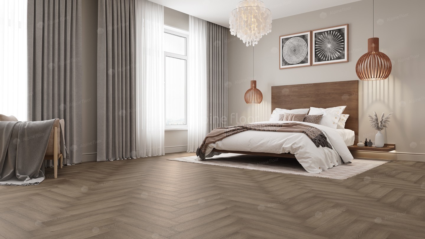 Кварц-виниловая плитка Alpine Floor Колекция Parquet LVT Дизайн ECO 16-7 Дуб Насыщенный (590×118х2,5мм)