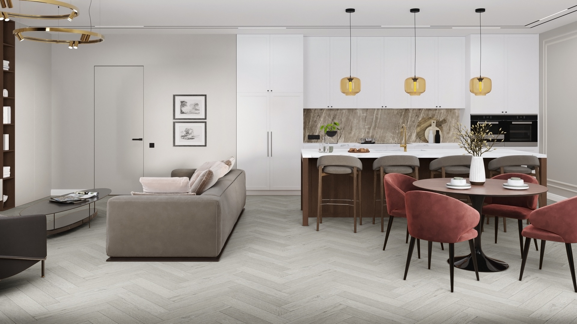 Кварц-виниловая плитка DAMY FLOOR Коллекция LONDON LVT Дизайн 191023EL-04-LVT Йорк (590×118х2,5мм)