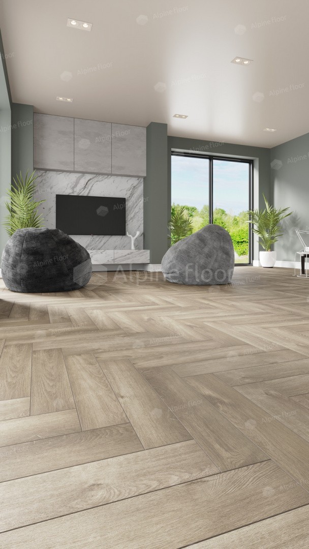 Кварц-виниловая плитка Alpine Floor Коллекция Parquet LVT Дизайн ECO 16-5 Дуб Натуральный Отбеленный (590×118х2,5мм)