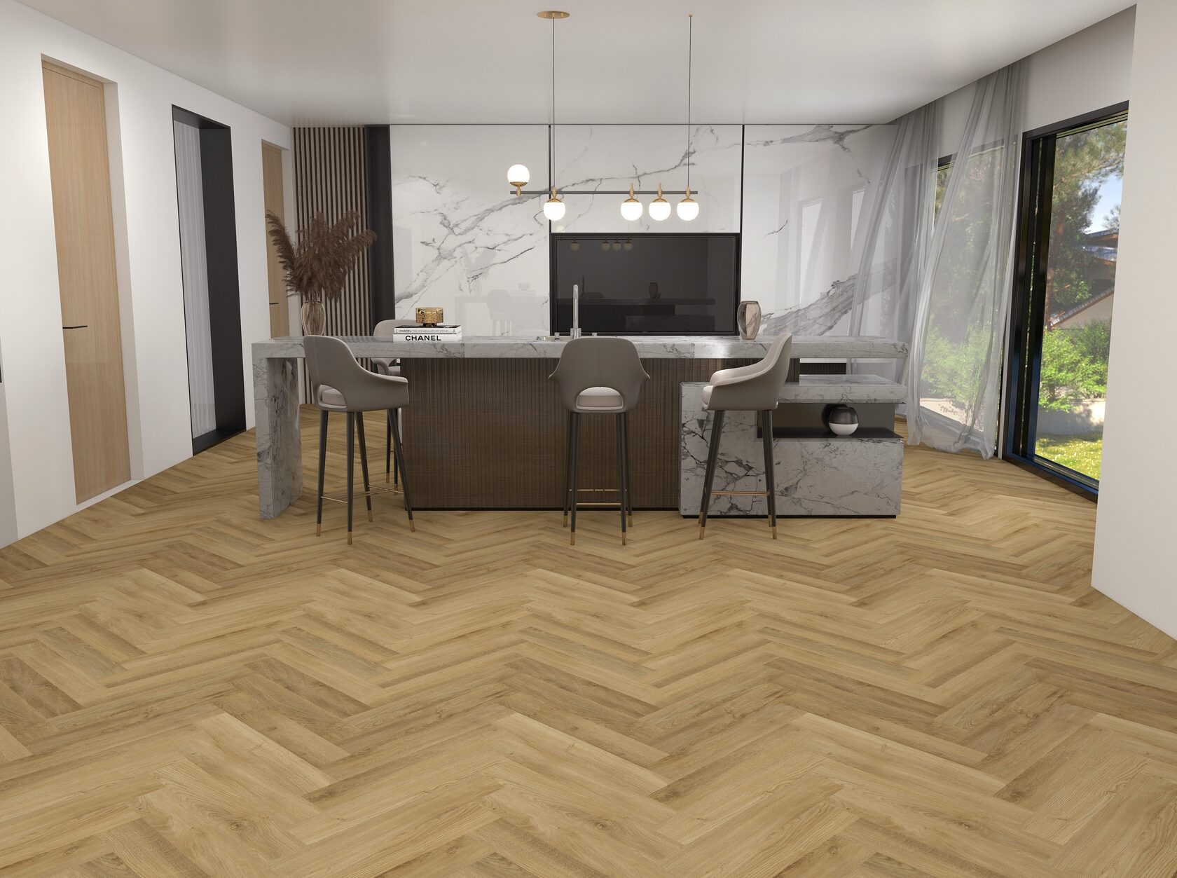 SPC ламинат OFFWOOD Коллекция Herringbone Дизайн Патагония (625х125х4 мм)