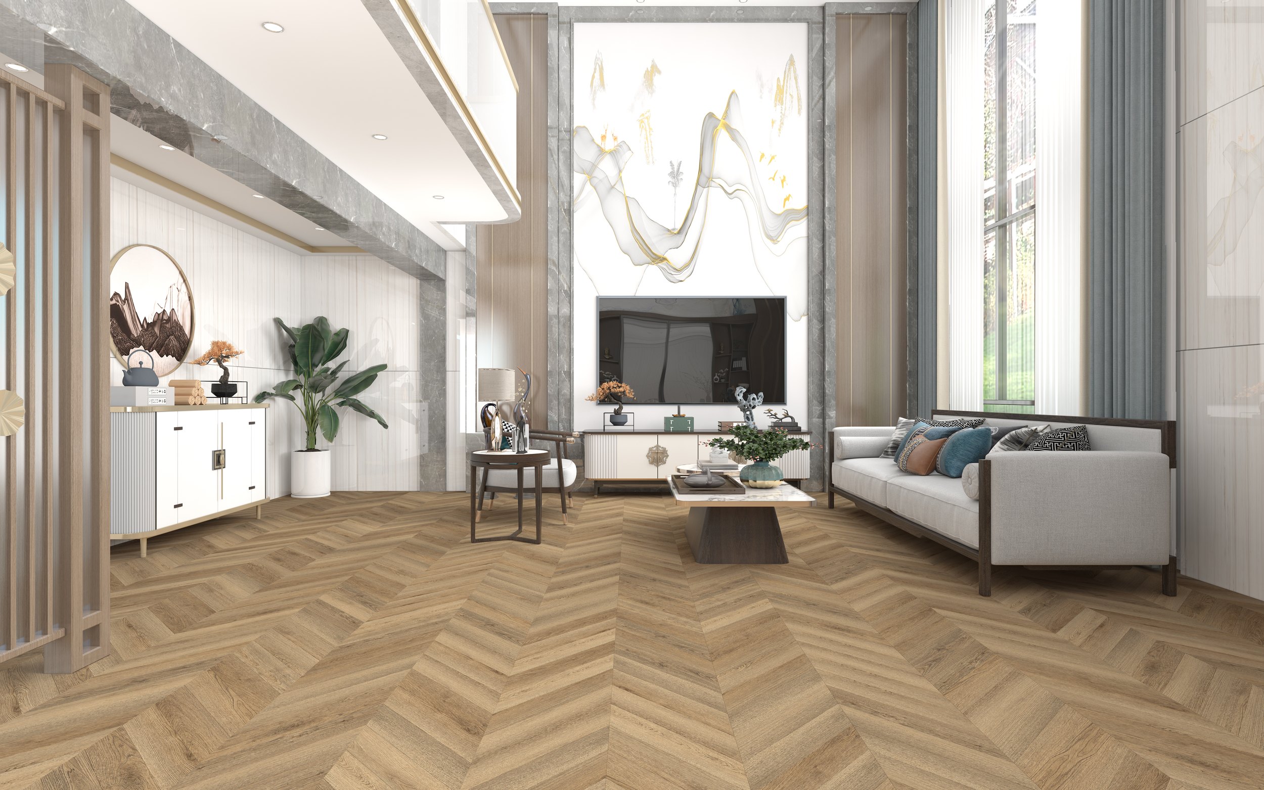 SPC ламинат DAMY FLOOR Коллекция CHEVRON Дизайн DF10-Ch Сен-Клу (600х127х5 мм)