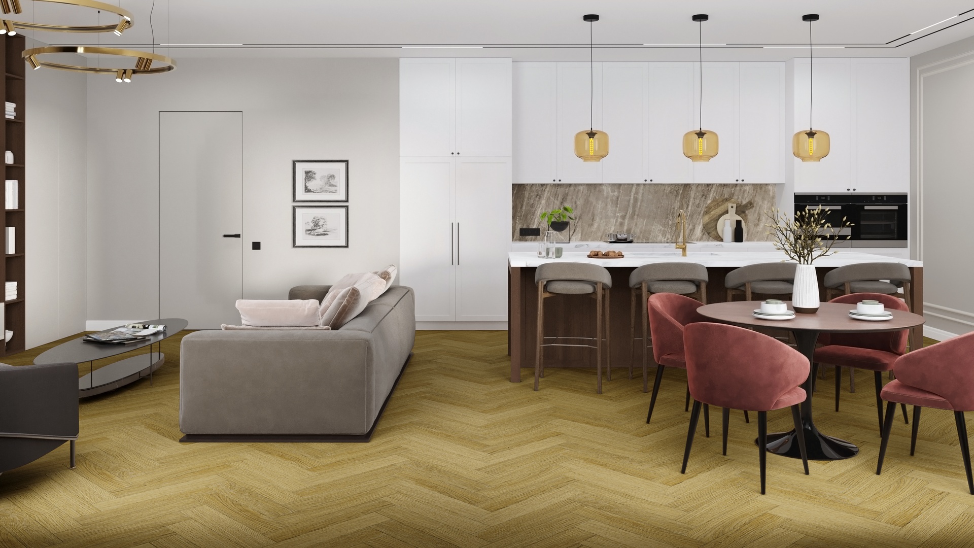 Кварц-виниловая плитка DAMY FLOOR Коллекция LONDON LVT Дизайн 190902EL-06-LVT Манчестер (590×118х2,5мм)
