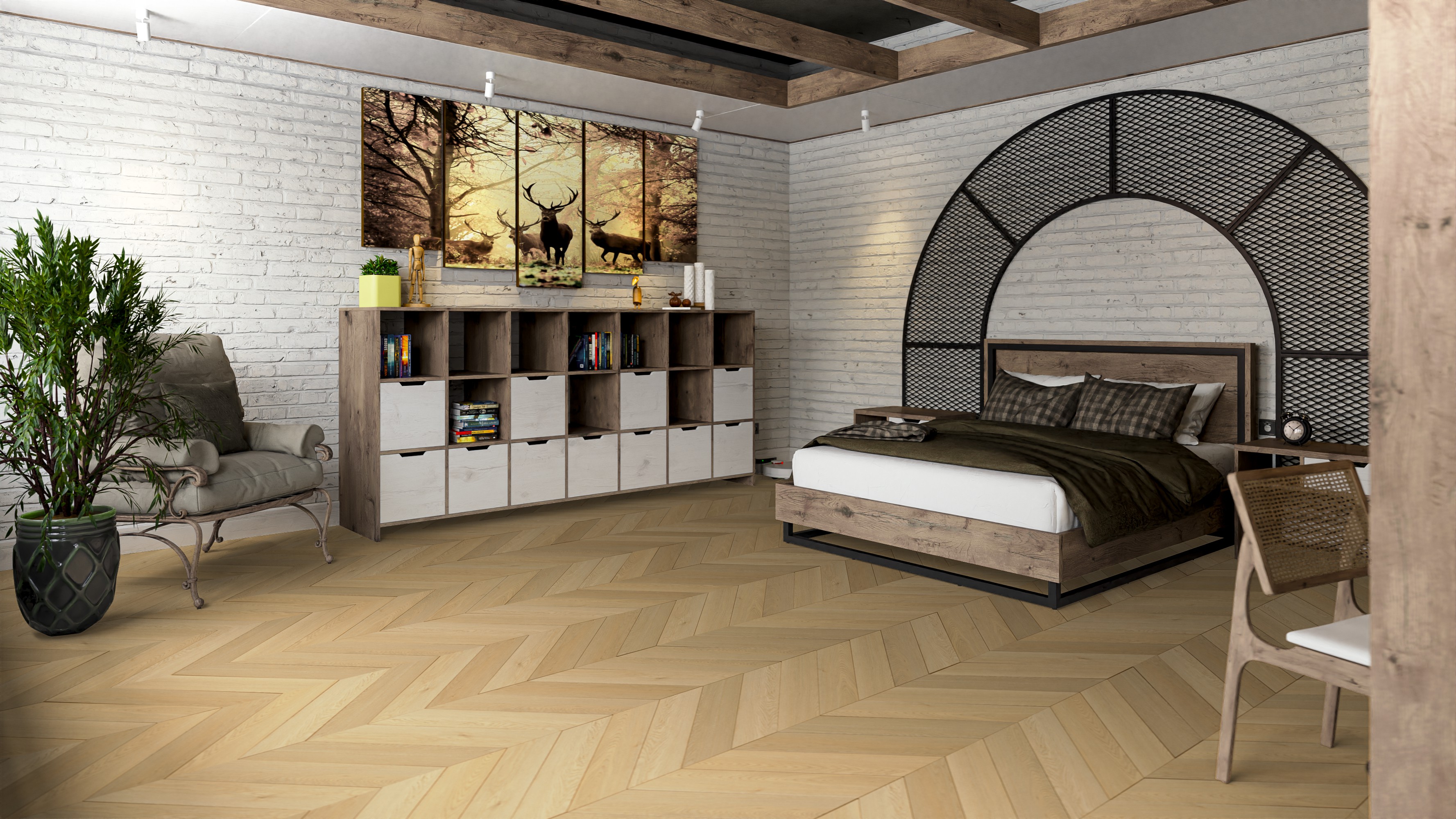 SPC ламинат DAMY FLOOR Коллекция CHEVRON Дизайн DF03-Ch Тюильри (600х127х5 мм)