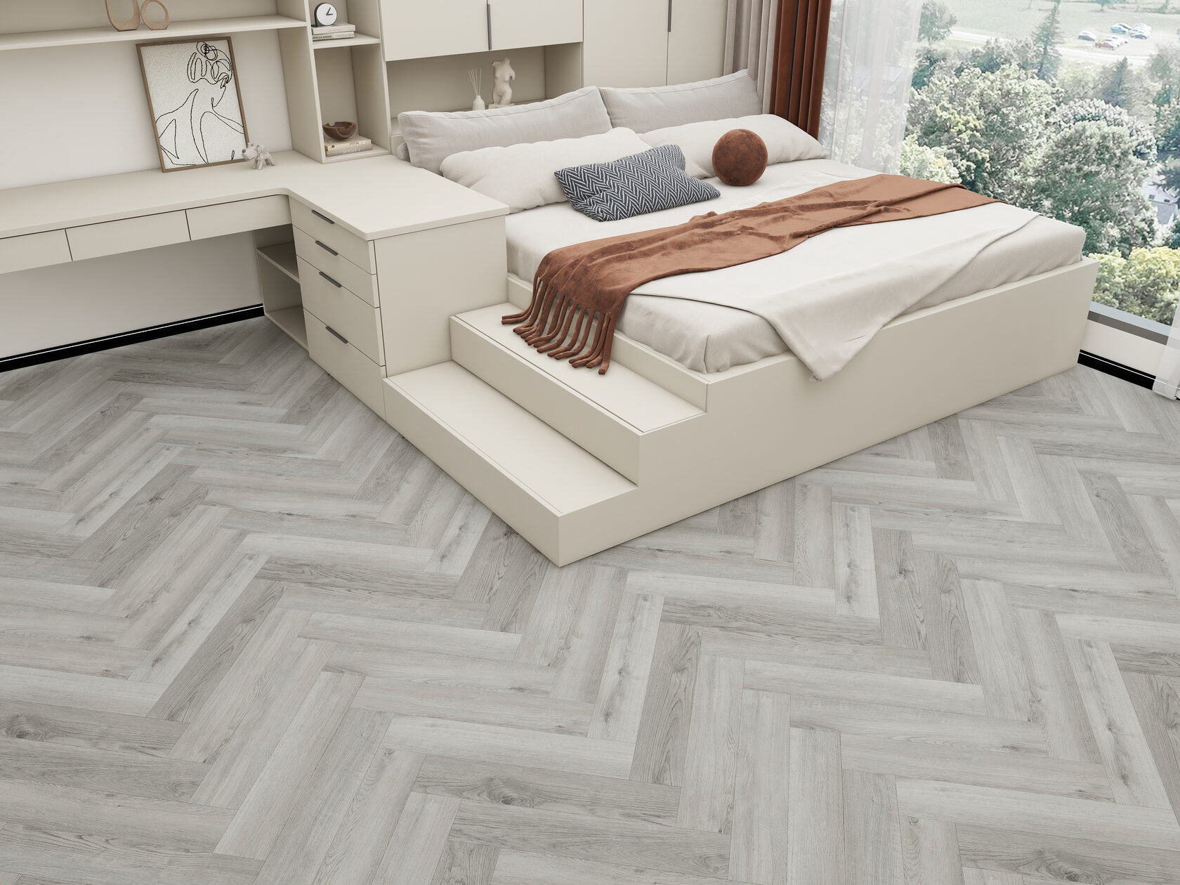 SPC ламинат OFFWOOD Коллекция Herringbone Дизайн Тайга (625х125х4 мм)