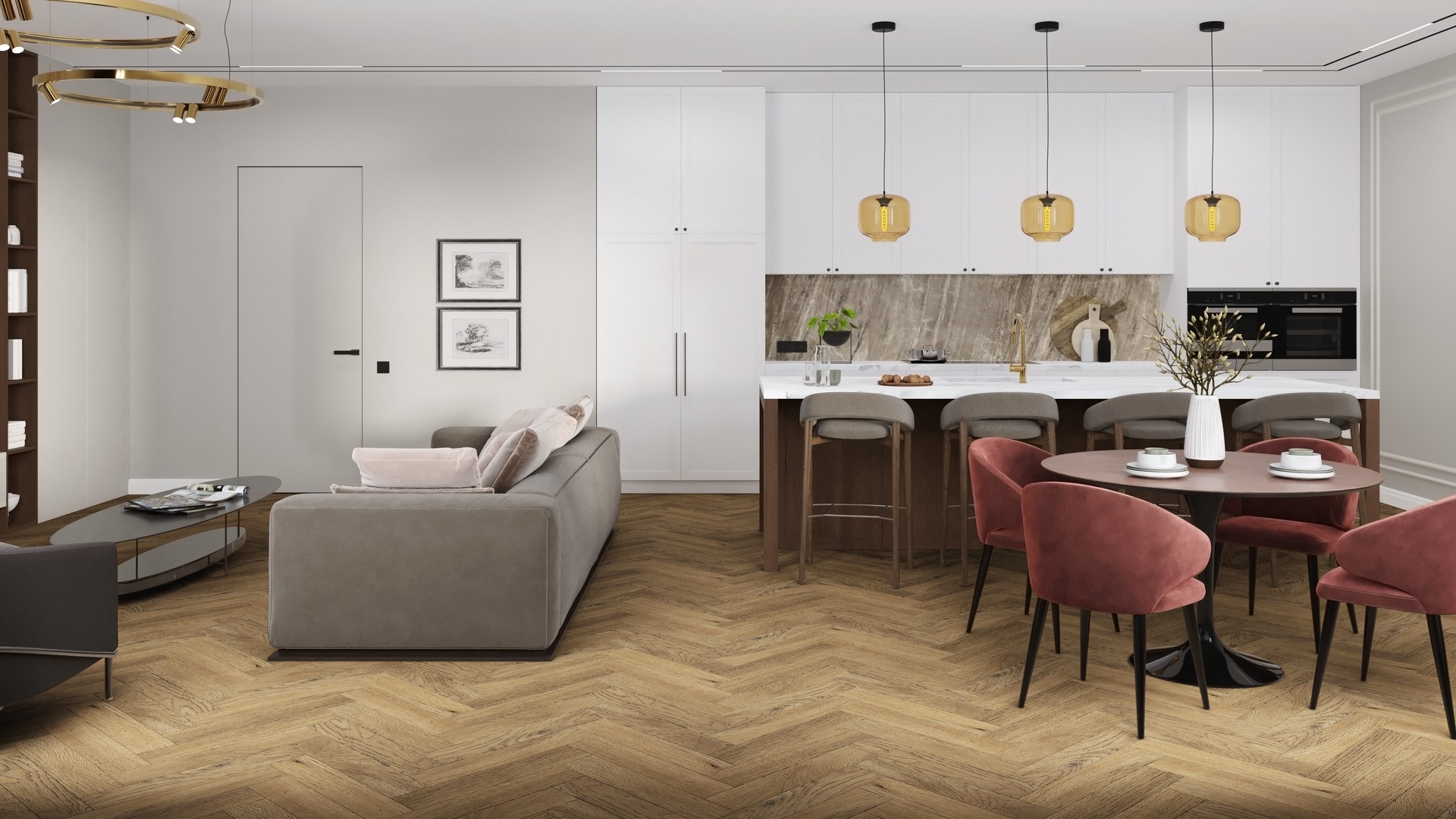 Кварц-виниловая плитка DAMY FLOOR Коллекция LONDON LVT Дизайн 200410EL-01-LVT Кембридж (590×118х2,5мм)