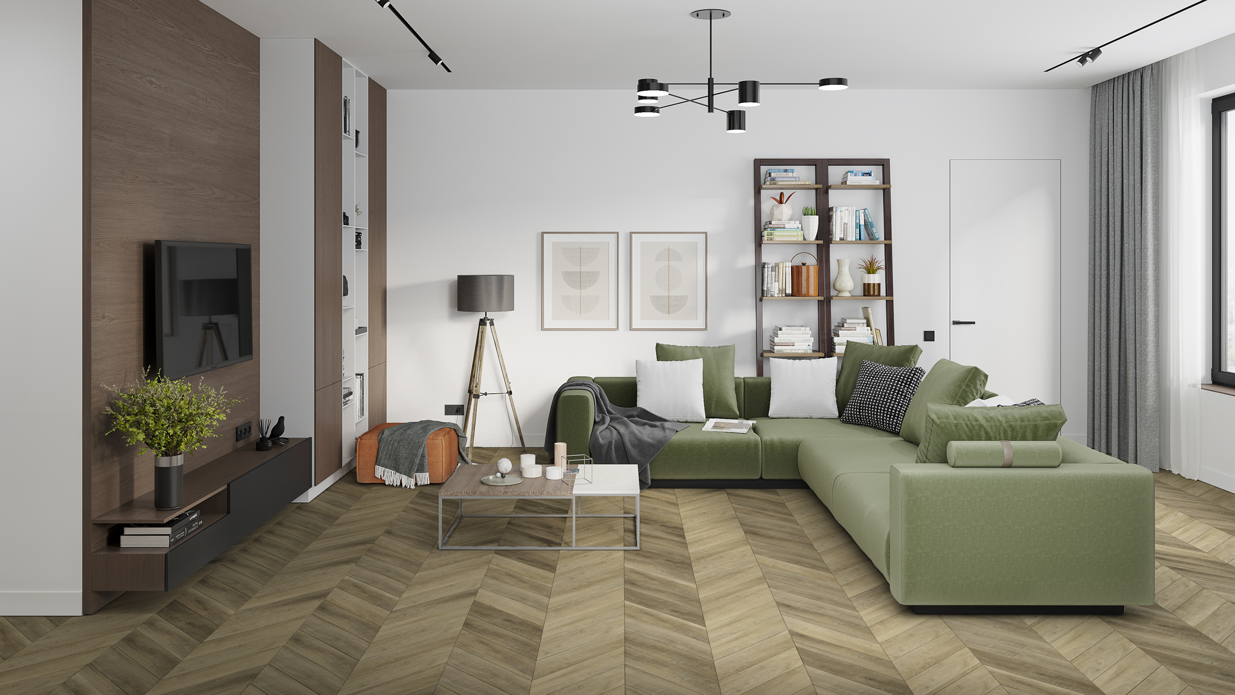 SPC ламинат DAMY FLOOR Коллекция CHEVRON Дизайн DF06-Ch Амбуаз (600х127х5 мм)