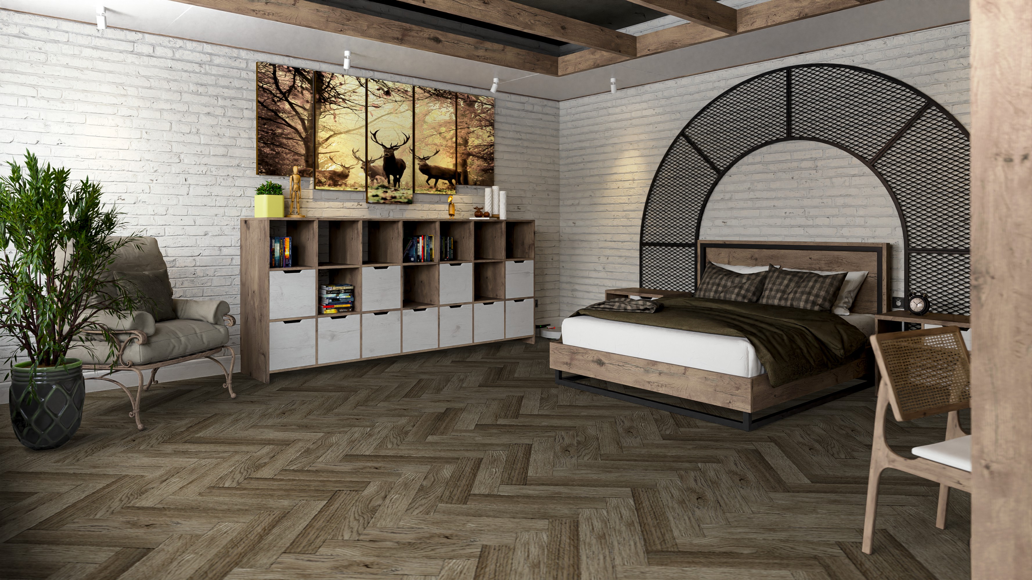 Кварц-виниловая плитка DAMY FLOOR Коллекция LONDON LVT Дизайн 200410EL-12-LVT Оксфорд (590×118х2,5мм)